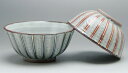 /  vwgјq ȎO  Kyo-yaki. Set of 2 meshiwan bowl Line mishima. Paper box. ceramic.
