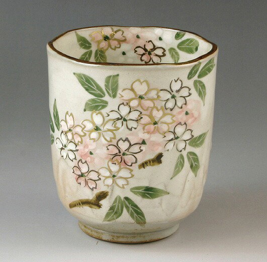 京焼/清水焼 湯呑 花紀行 桜 湯呑 紙箱入 Kyo-yaki. Teacup Yunomi Cherry blossom. Paper box. Ceramic.