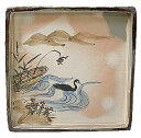 京焼/清水焼 陶器 角皿 花鳥乾山 鵜（6月） 紙箱入 Kyo-yaki. Japanese serving plate cormorant. Paper box. Ceramic. Ogata Kenzan.