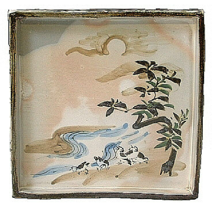 京焼/清水焼 陶器 角皿 花鳥乾山 千鳥（11月） 紙箱入 Kyo-yaki. Japanese serving plate plover. Paper box. Ceramic. Ogata Kenzan.