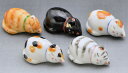 /  u Ђ܂L 5  Kyo-yaki. Set of 5 Japanese chopstick spoon rest reluxing cats. Paper box. Porcelain.