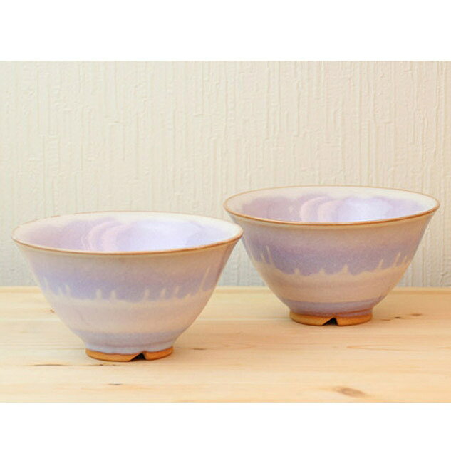 萩焼 リズム飯茶碗ペア(化粧箱) Hagi yaki Rhythm 2 bowls made in Japan. Japanese pottery. Free shipping.