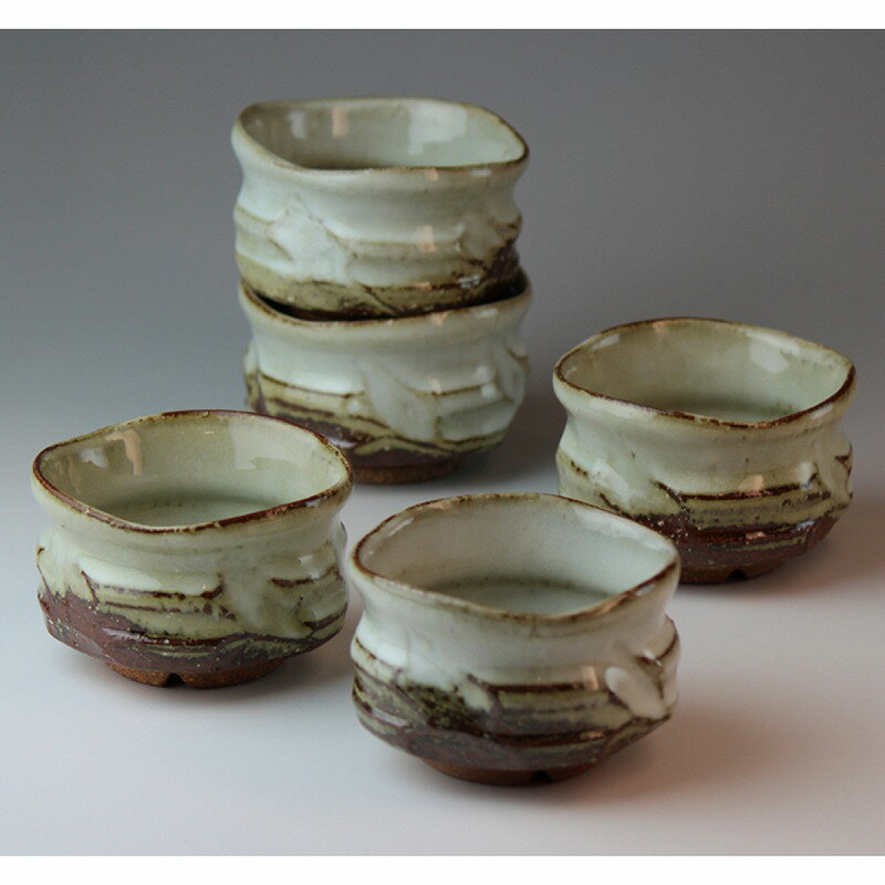  ߽Ф·½ӺȢ Hagiyaki 5 tea cups made in Japan. Japanese pottery with wood box.