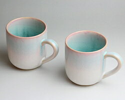 萩焼 mint マグカップペア 木箱入 Japanese ceramic Hagi-ware. Set of 2 mint mugs.