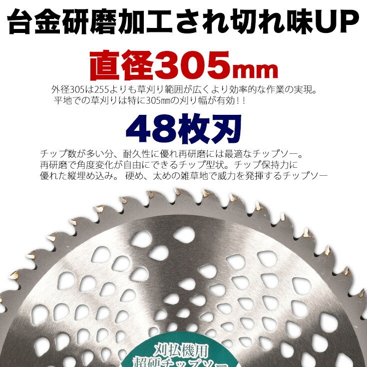 チップソー 高品質日本メーカー 圧倒的な切れ味と刈幅 305mm 48枚2段刃 草刈機 刈...