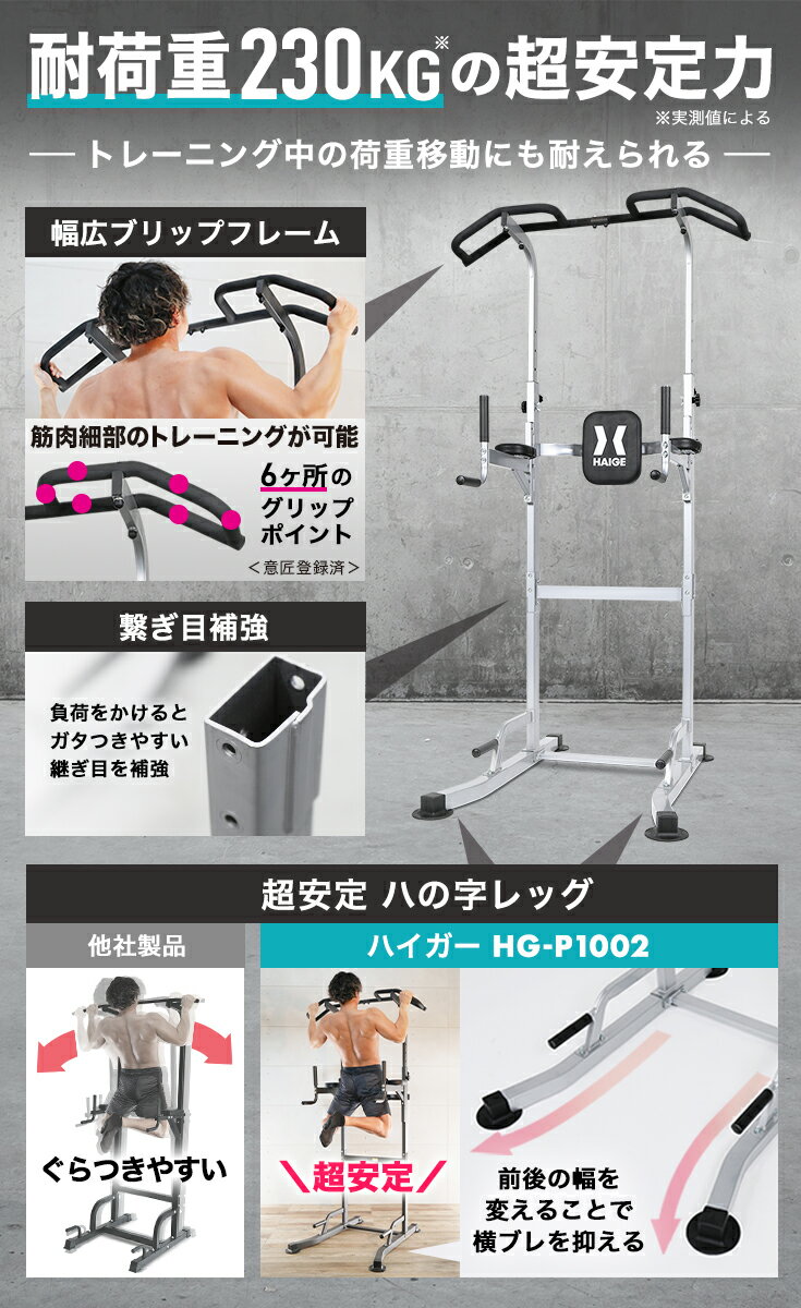 ハイガー公式 懸垂マシンプラップバー 筋トレ 茹でれ HG-P1001N1 ハイガー公式 懸垂マシンプラップバー 筋トレ 茹でれ HG-P1001N1