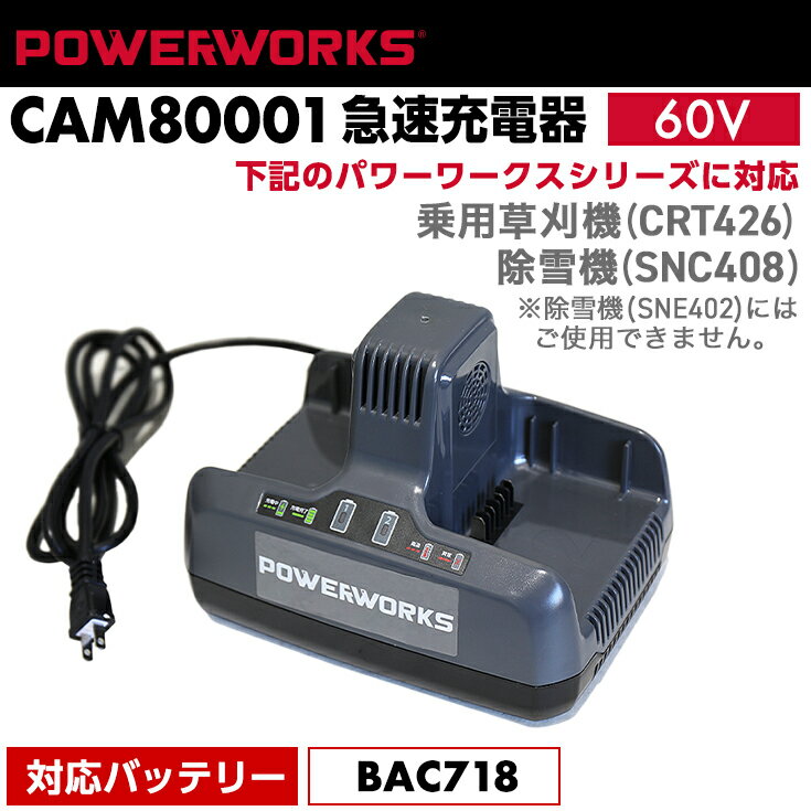 パワーワークス 急速充電器 60V CAM80001 ※ご使用にはバッテリーが必要です。