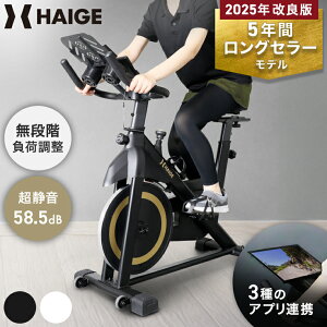 【★新商品限定5,000円OFFクーポン★】ハイガー スピンバイク 静音 マグネット式 Zwift Kinomap Fitshow 対応 カロリー・速度・距離・心拍数メーター付 負荷無段階調整 フィットネスバイク エアロバイク ダイエット 最新改良版【1年保証】HG-YX-5006 ホワイト/ブラック