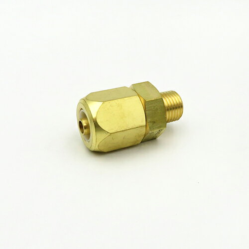 ●メーカー:フローバル●型式:TBC(R)-0310●呼び寸法(φAxR):10 x 3/8●φB:16●C:24●φd:8●φD1:16.2●φD2:11.6●L:(44.5)●Oリング呼び番号:P10●概算重量(g):101●推奨締付トルク(N・m):20〜24●出荷目安:即日出荷●機能性UP！コンパクトにまとまりスマートにホース接続できます。●安全性UP！危険な出っ張りがなくホース接続ができます。●確実性UP！均等締付による確実なシール構造で安全性・確実性があります。●改正RoHS指令適合●ボディ、ナット、インナー:C3604相当(黄銅)●押えリング:ポリアセタール●Oリング:ネオプレン(標準仕様)●この継手は国内の主たる樹脂ホースメーカーのテトロンブレードホース用継手として開発されたもので、輸入ホースを含め全てのテトロンブレードホースに同一の性能を発揮するものではありません。