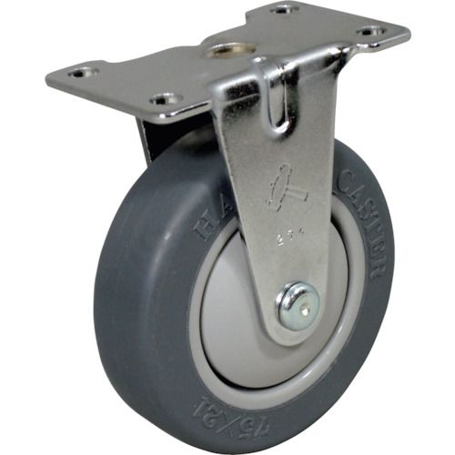 ハンマーキャスター:ハンマー 固定式エラストマー車輪(PPホイール・ラジアルボールベアリング)65mm 型式:420ER-LB65