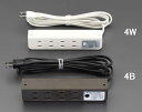 【SALE価格】エスコ (ESCO) EA815HM-4B AC125V/15Ax1.9m コンセント/ネジ止(ブレーカー付/茶) EA815HM-4B 【3個セット】