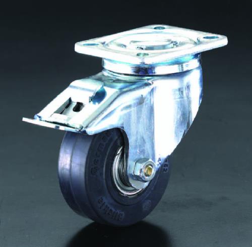 【SALE価格】エスコ (ESCO) EA986HJ-4 200mm キャスター(自在金具・後輪ブレーキ付) EA986HJ-4