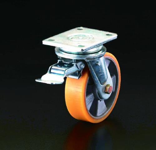 【SALE価格】エスコ (ESCO) EA986KK-160 160mm キャスター(自在金具・前輪ブレーキ付) EA986KK-160