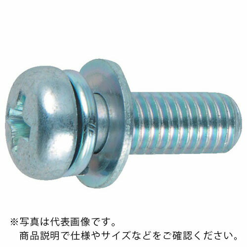 【SALE価格】TRUSCO ナベ頭座金組込ねじ P=4 三価白 M4×25 42本入 (ばね座金+