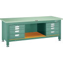 TRUSCO 重荷重作業台(3000kg)TWZ型 1800X750XH740 4段引出X2付 グリーン色 ( STWZ-1800D4D4 ) トラスコ中山(株...