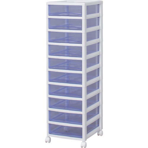 IRIS 221273 スーパークリアチェスト ホワイト/クリアブルー 10段タイプ ( SCE-1000-BL ) アイリスオーヤマ(株)