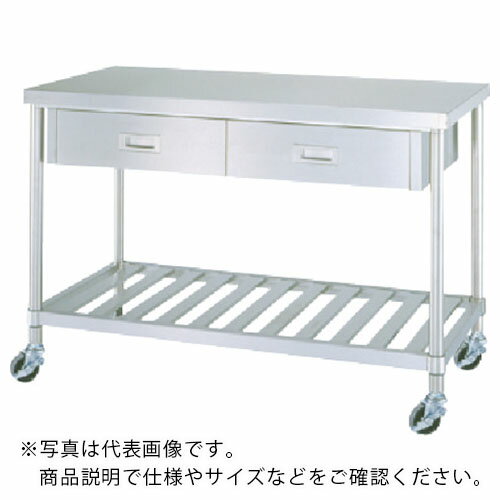 シンコー ステンレス(SUS304)作業台片面引出付スノコ板棚キャスター付 φ75ウレタン車 900×600×800 ( WDSNC-9060-U75 ) シンコー(株) 【メーカー取寄】
