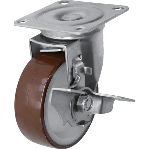 シシク ステンレスキャスター 自在ウレタンブレーキ付 ( SUNJB-100-POTH ) シシクSISIKUアドクライス(株)