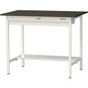 ヤマテック LABシリーズ実験用ラボテーブル 固定式 ワイド引き出し・半面棚板付 指紋レスメラミン天板 W1200×D750×H950 ブラウン/シルキーホワイト ( SLMH-1275WT-BRW ) 山金工業(株) 【メーカー取寄】(4)