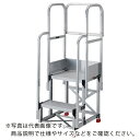 TRUSCO アルミ製作業用踏台 2段 高さ0.6m 天板寸法1000×400 段高300mm フルセット手すり付き ( TSF-2106-TF300 ) トラスコ中山(株)