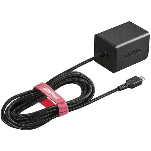 バッファロー　2．4A　USB急速充電器　microUSB急速ケーブル一体型タイプ　1．8m　ブラック ( BSMPA2401BC1BK ) （株）バッファロー