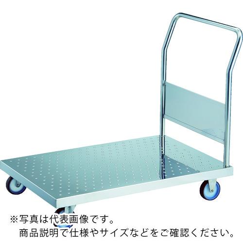 TRUSCO オールステンレス製運搬車 オールステンレスエンボス天板台車 (固定ハンドルタイプ・ナイロンウ..