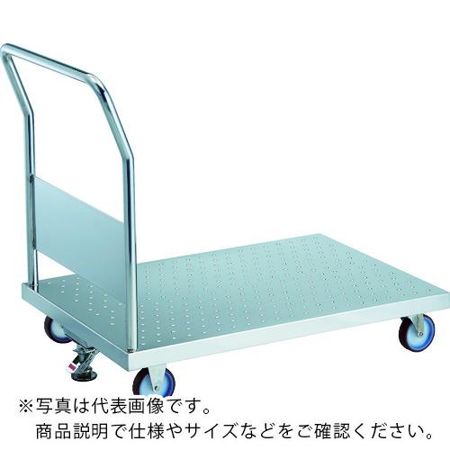 TRUSCO オールステンレス製運搬車 オールステンレスエンボス天板台車 (固定ハンドルタイプ・ナイロンウ..