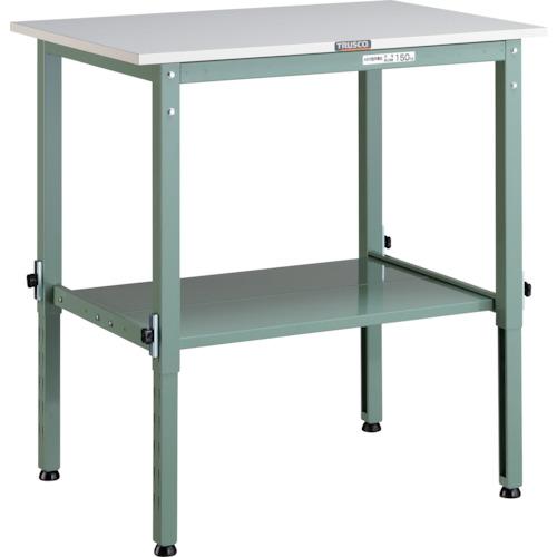 TRUSCO 軽荷重作業台高さ調節式(150kg)AEM型 900X600XH650~950 下棚2枚付 グリーン色 ( AEM-0960LT2 ) トラスコ中山(株)(4)