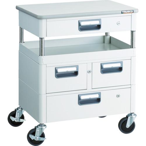 TRUSCO ツールワゴン フェニックスワゴン 抗菌 省音 600X400XH740 引出 天板付 ホワイト ( PEW-761VZWT-W ) トラスコ中山(株)