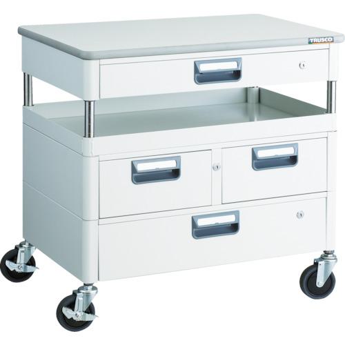 TRUSCO ツールワゴン フェニックスワゴン 抗菌 省音 750X500XH740 引出 天板付 ホワイト ( PEW-771VZWT-W ) トラスコ中山(株)