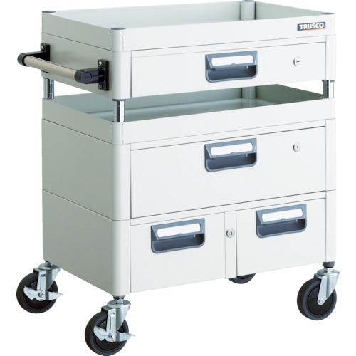 TRUSCO ツールワゴン フェニックスワゴン 抗菌 省音 600X400XH740 引出付 ホワイト ( PEW-762VWZ-W ) トラスコ中山(株)