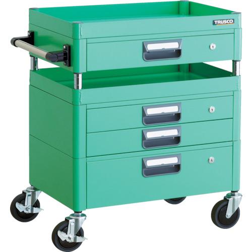 TRUSCO ツールワゴン フェニックスワゴン 抗菌 省音 600X400XH740 引出付 ヤンググリーン ( PEW-762VXZ-YG ) トラスコ中山(株)