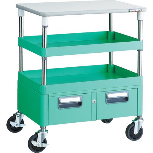 TRUSCO ツールワゴン フェニックスワゴン 省音 600X400XH740 引出 天板付 ヤンググリーン ( PEW-762WT-YG ) トラスコ中山(株)