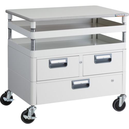 TRUSCO ツールワゴン フェニックスワゴン 抗菌 省音 750X500XH740 引出 天板付 ホワイト ( PEW-772VWT-W ) トラスコ中山(株)