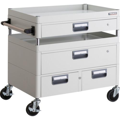 TRUSCO ツールワゴン フェニックスワゴン 抗菌 省音 750X500XH740 引出付 ホワイト ( PEW-772VWZ-W ) トラスコ中山(株)