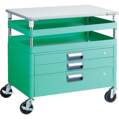 TRUSCO ツールワゴン フェニックスワゴン 抗菌 省音 750X500XH740 引出 天板付 ヤンググリーン ( PEW-772VXT-YG ) トラスコ中山(株)