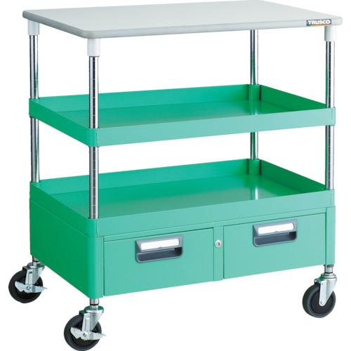 TRUSCO ツールワゴン フェニックスワゴン 省音 750X500XH880 引出 天板付 ヤンググリーン ( PEW-972WT-YG ) トラスコ中山(株)