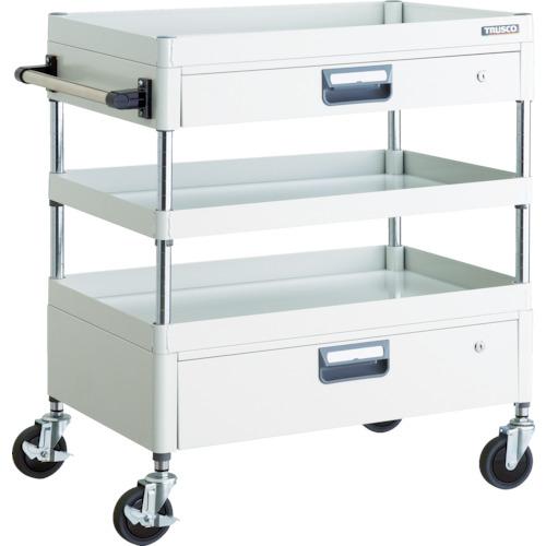 TRUSCO ツールワゴン フェニックスワゴン 省音 750X500XH880 引出付 ホワイト ( PEW-973VZ-W ) トラスコ中山(株)