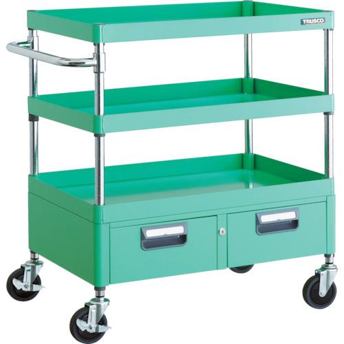 TRUSCO ツールワゴン フェニックスワゴン 省音 750X500XH880 2列引出付 ヤンググリーン ( PEW-973W-YG ) トラスコ中山(株)
