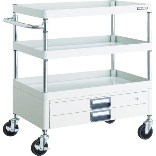 TRUSCO ツールワゴン フェニックスワゴン 省音 750X500XH880 2段引出付 ホワイト ( PEW-973X-W ) トラスコ中山(株)