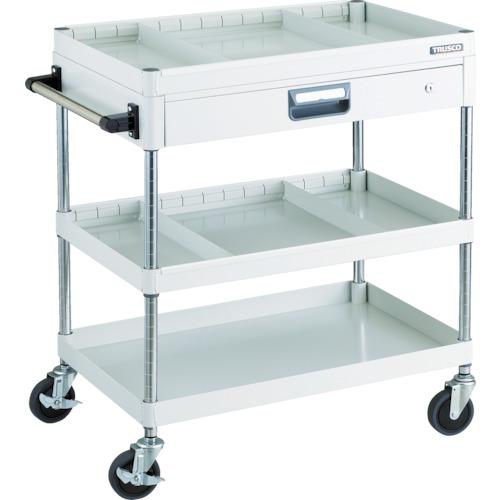TRUSCO ツールワゴン フェニックスワゴン 省音 750X500 仕切2段付 引出付 ホワイト ( PEW-973ZS2-W ) トラスコ中山(株)