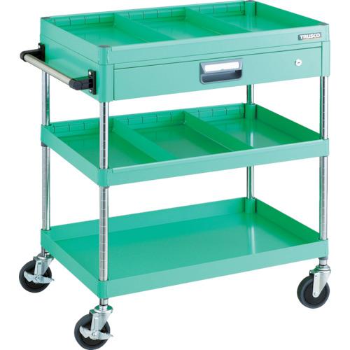TRUSCO ツールワゴン フェニックスワゴン 省音 750X500 仕切2段付 引出付 ヤンググリーン ( PEW-973ZS2-YG ) トラスコ中山(株)