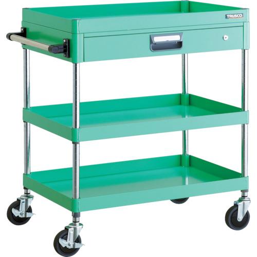 TRUSCO ツールワゴン フェニックスワゴン 省音 750X500 薄型1段引出付 ヤンググリーン ( PEW-973Z-YG ) トラスコ中山(株)