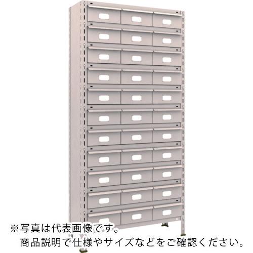 TRUSCO スチールラック 軽量棚 875X300X1800 スチール引出 大X33 ネオグレー  ...