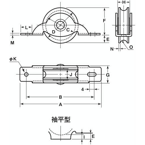 ヨコヅナ 鉄枠LP戸車プラス 30mm 平 ( LPM-0302 ) (株)ヨコヅナ