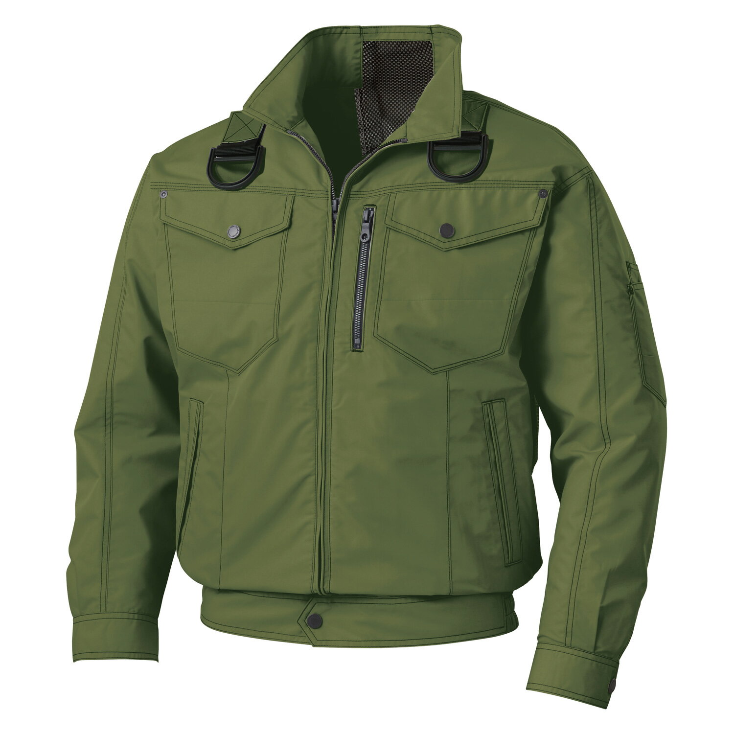 サンエス　空調風神服Rフルハーネス用長袖ブルゾン+デバイスセット　 ( KF95100G+47ディープグリーン+4L + RD9291J + RD9230H )