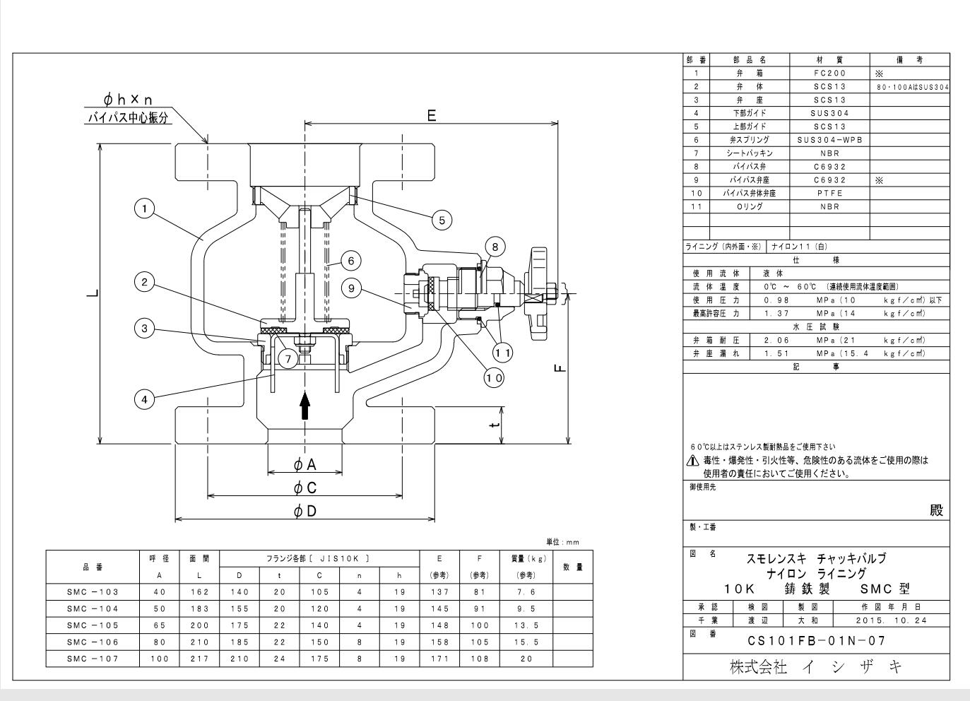 イシザキ製作所 ナイロン スモレンスキチャッキ SMC-105 10kx65 2