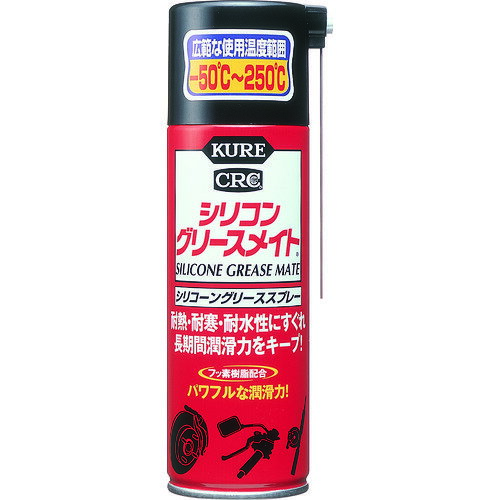 ●フッ素樹脂（PTFE）配合により、パワフルな潤滑力を長期間持続します。●ゴム、プラスチックにも使用できます。●有機則規制外商品です。●酸化安定性、耐熱性、耐寒性、耐水性、機械的安定性に優れています。●細部にも使いやすいスプレータイプです。 ●ディスクブレーキのOリング、ブレーキ可動部、可動部および駆動系各部の潤滑。 ●ちょう度：265〜295●色：白●容量(ml)：180●使用温度範囲(℃)：-50〜250 ●容器：スプレータイプ ●主成分：シリコーングリス、フッ素樹脂(PTFE)