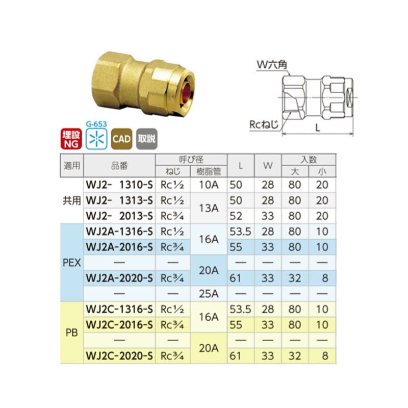 I_쏊 _ubNWCg WJ2^ e[p߂˂  PEX WJ2A-2016-S Rc3/4x16A