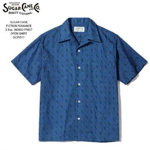 SUGAR CANE FICTION ROMANCE 3.5oz. INDIGO PRINT OPEN SHIRT シュガーケーン フィクションロマンス インディゴ オープンシャツ Sc39511 SUGAR CANE FICTION ROMANCE 3.5oz. INDIGO PRINT OPEN SHIRT シュガーケーン フィクションロマンス インディゴ オープンシャツ Sc39511
